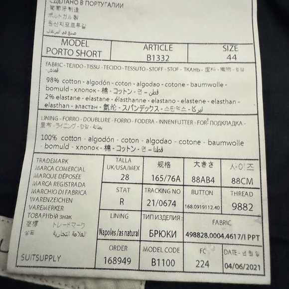 Suitsupply Men's Slim Stretch Cotton Shorts Size 28 Navy Blue Casual Chino Style - Picture 6 of 8